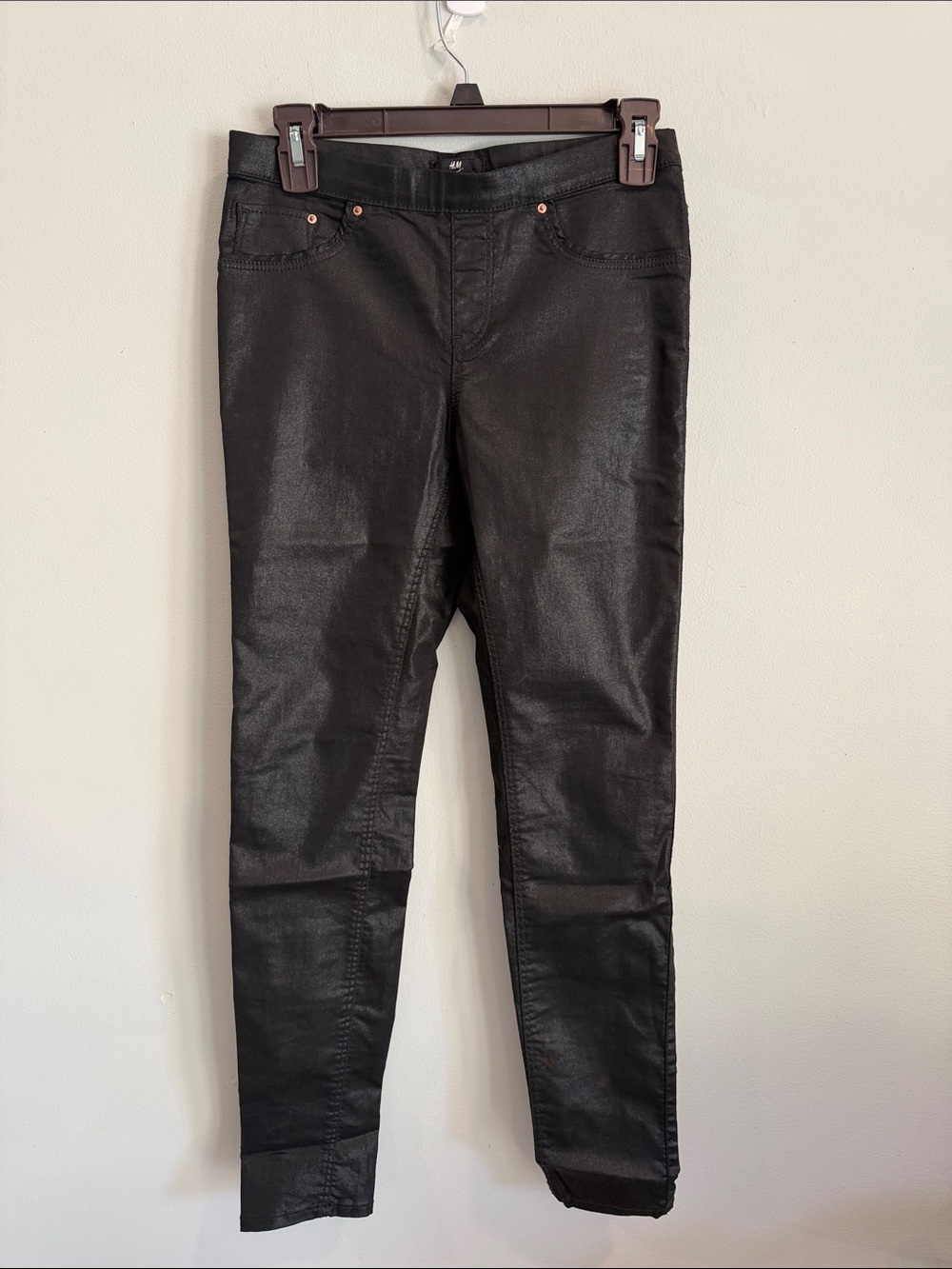 H&M Black Skinny Coated Jeans
